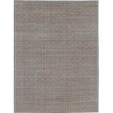 Hand Knotted Turkish Wool Rug | Beige & Brown Greek Key Pattern Area Rug, Modern Geometric Carpet