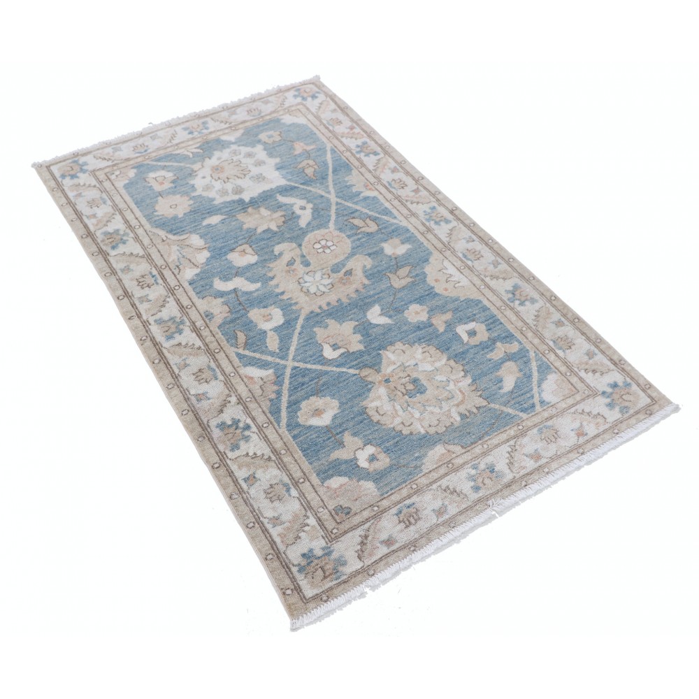 Hand Knotted Light Blue, Ivory, Beige Wool Area Rug | Turkish Oushak Style Accent Rug Hand Knotted Light Blue, Ivory, Beige Wool Area Rug | Turkish Oushak Style Accent Rug