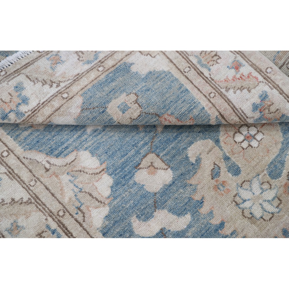 Hand Knotted Light Blue, Ivory, Beige Wool Area Rug | Turkish Oushak Style Accent Rug Hand Knotted Light Blue, Ivory, Beige Wool Area Rug | Turkish Oushak Style Accent Rug