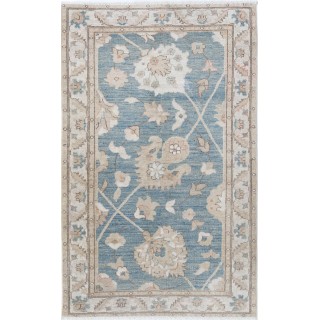 Hand Knotted Light Blue, Ivory, Beige Wool Area Rug | Turkish Oushak Style Accent Rug