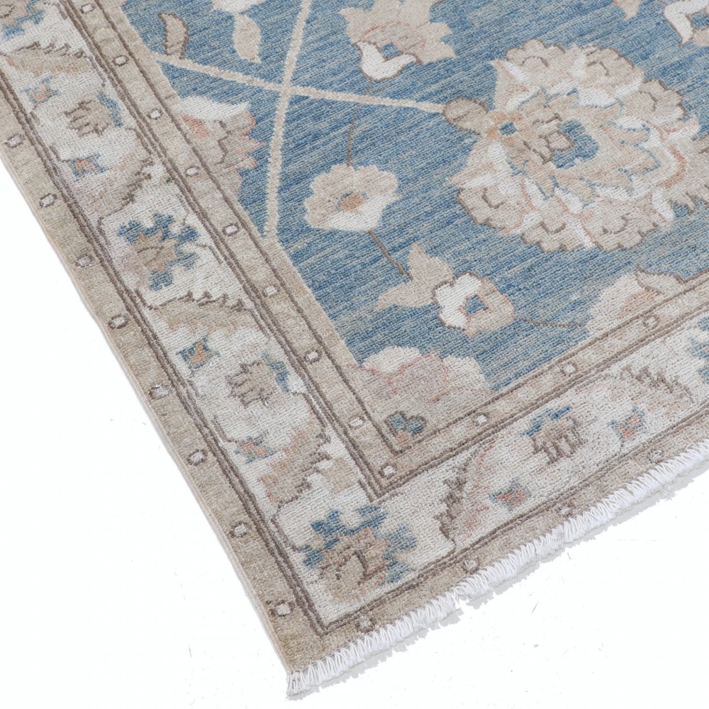Hand Knotted Light Blue, Ivory, Beige Wool Area Rug | Turkish Oushak Style Accent Rug Hand Knotted Light Blue, Ivory, Beige Wool Area Rug | Turkish Oushak Style Accent Rug