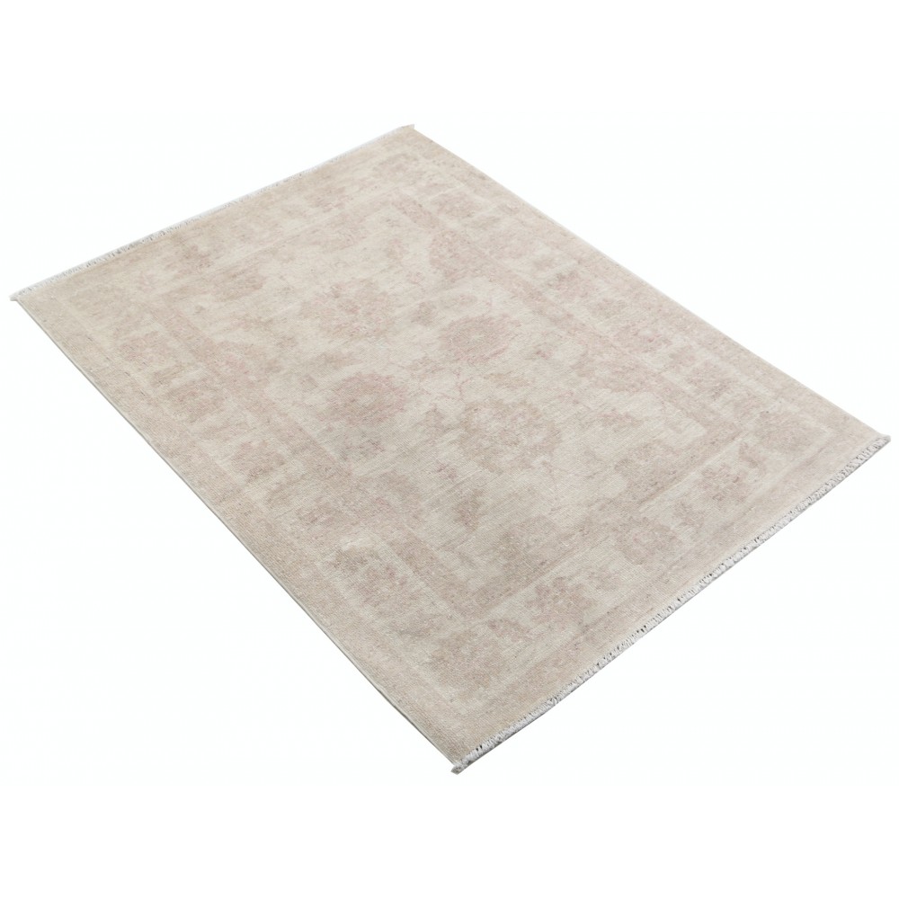 Hand Knotted Beige Turkish Wool Accent Rug with All-Over Floral Design Hand Knotted Beige Turkish Wool Accent Rug with All-Over Floral Design