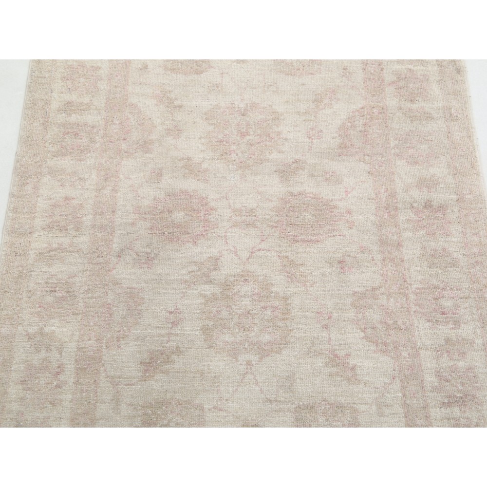 Hand Knotted Beige Turkish Wool Accent Rug with All-Over Floral Design Hand Knotted Beige Turkish Wool Accent Rug with All-Over Floral Design