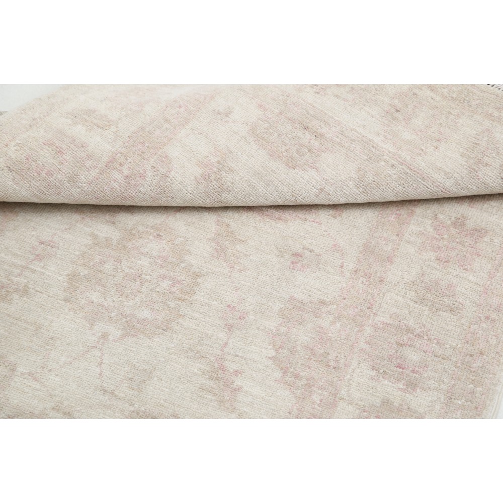 Hand Knotted Beige Turkish Wool Accent Rug with All-Over Floral Design Hand Knotted Beige Turkish Wool Accent Rug with All-Over Floral Design