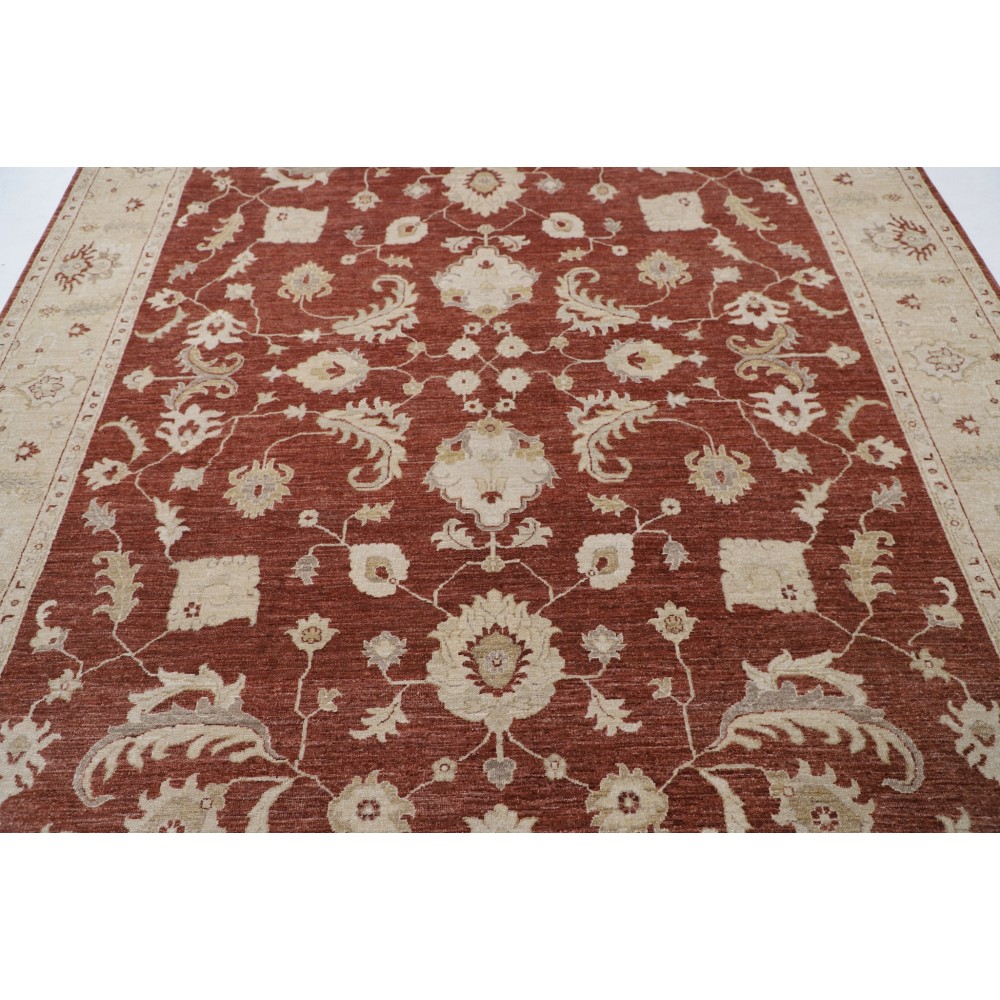 Hand Knotted Floral Area Rug with Red Field and Beige Border | Turkish Wool Carpet for Home Decor Hand Knotted Floral Area Rug with Red Field and Beige Border | Turkish Wool Carpet for Home Decor