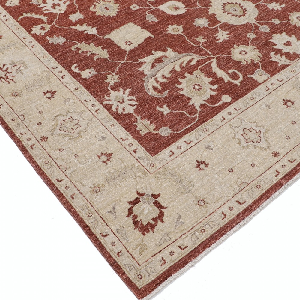Hand Knotted Floral Area Rug with Red Field and Beige Border | Turkish Wool Carpet for Home Decor Hand Knotted Floral Area Rug with Red Field and Beige Border | Turkish Wool Carpet for Home Decor