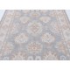 Handknotted Oushak Rug, Light Blue and Ivory Wool Carpet with Soft Peach Geometric Motifs, Vintage Style Rug for Living Room Handknotted Oushak Rug, Light Blue and Ivory Wool Carpet with Soft Peach Geometric Motifs, Vintage Style Rug for Living Room