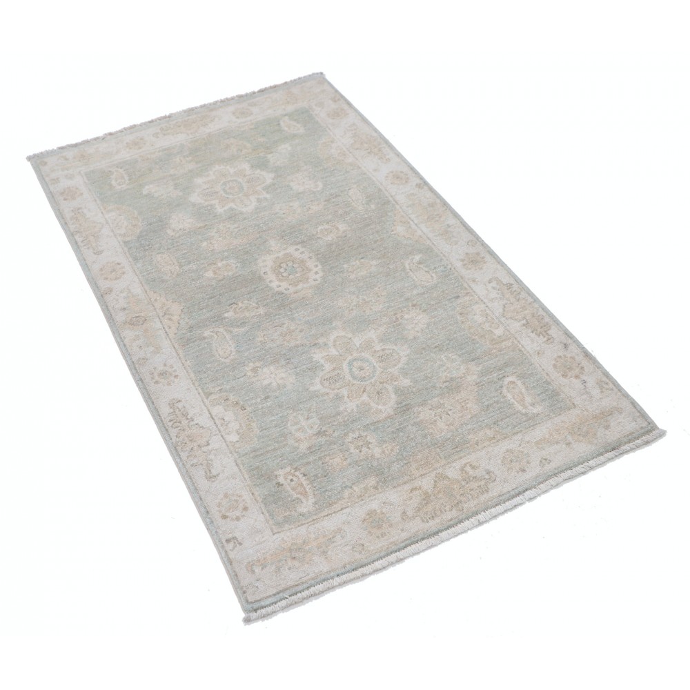 Hand Knotted Beige, Light Blue Oushak Accent Rug with Floral Design | 100% Wool Hand Knotted Beige, Light Blue Oushak Accent Rug with Floral Design | 100% Wool