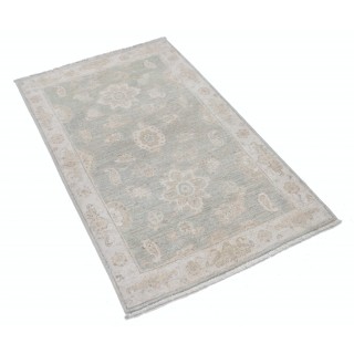Hand Knotted Beige, Light Blue Oushak Accent Rug with Floral Design | 100% Wool Hand Knotted Beige, Light Blue Oushak Accent Rug with Floral Design | 100% Wool