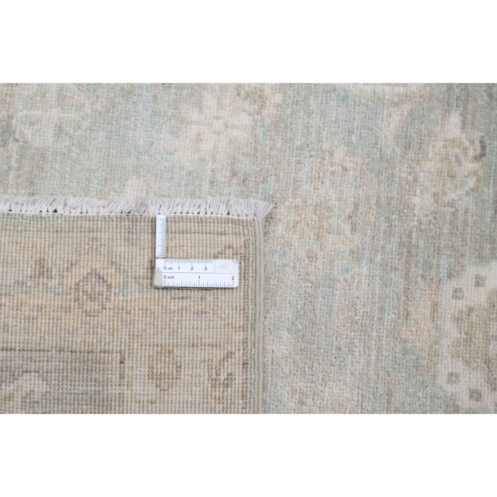 Hand Knotted Beige, Light Blue Oushak Accent Rug with Floral Design | 100% Wool Hand Knotted Beige, Light Blue Oushak Accent Rug with Floral Design | 100% Wool