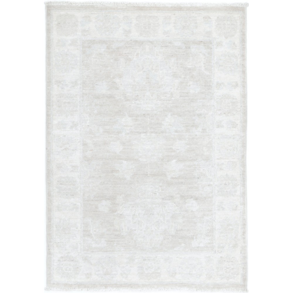 Floral Patterned Oushak Accent Rug | Hand Knotted Turkish Rug in Soft Tones | 100% Wool