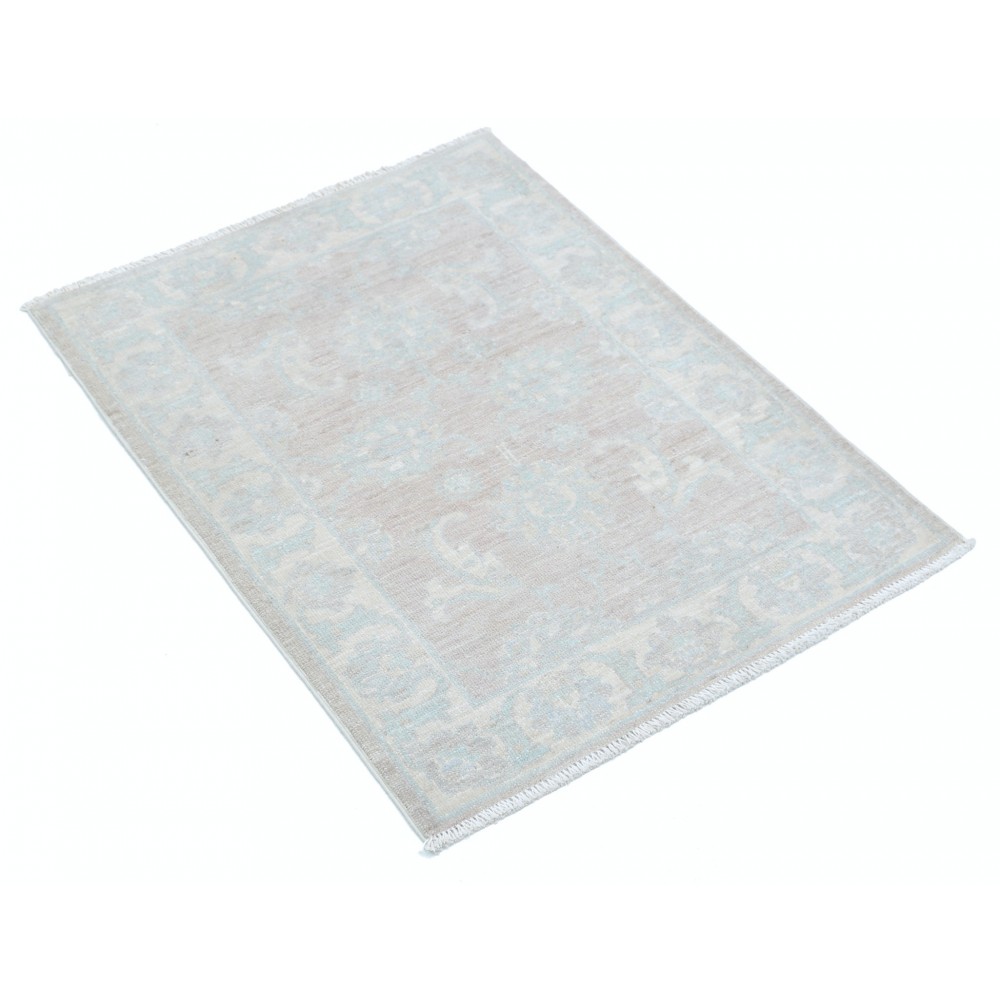 Hand Knotted Beige Wool Oushak Accent Rug with All-Over Floral Design Hand Knotted Beige Wool Oushak Accent Rug with All-Over Floral Design