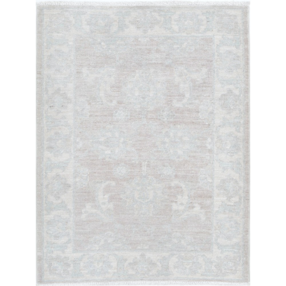 Hand Knotted Beige Wool Oushak Accent Rug with All-Over Floral Design Hand Knotted Beige Wool Oushak Accent Rug with All-Over Floral Design