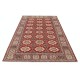 Hand Knotted Red, Ivory and Navy Blue Turkish Wool Area Rug with Repeating Geometric Design Hand Knotted Red, Ivory and Navy Blue Turkish Wool Area Rug with Repeating Geometric Design