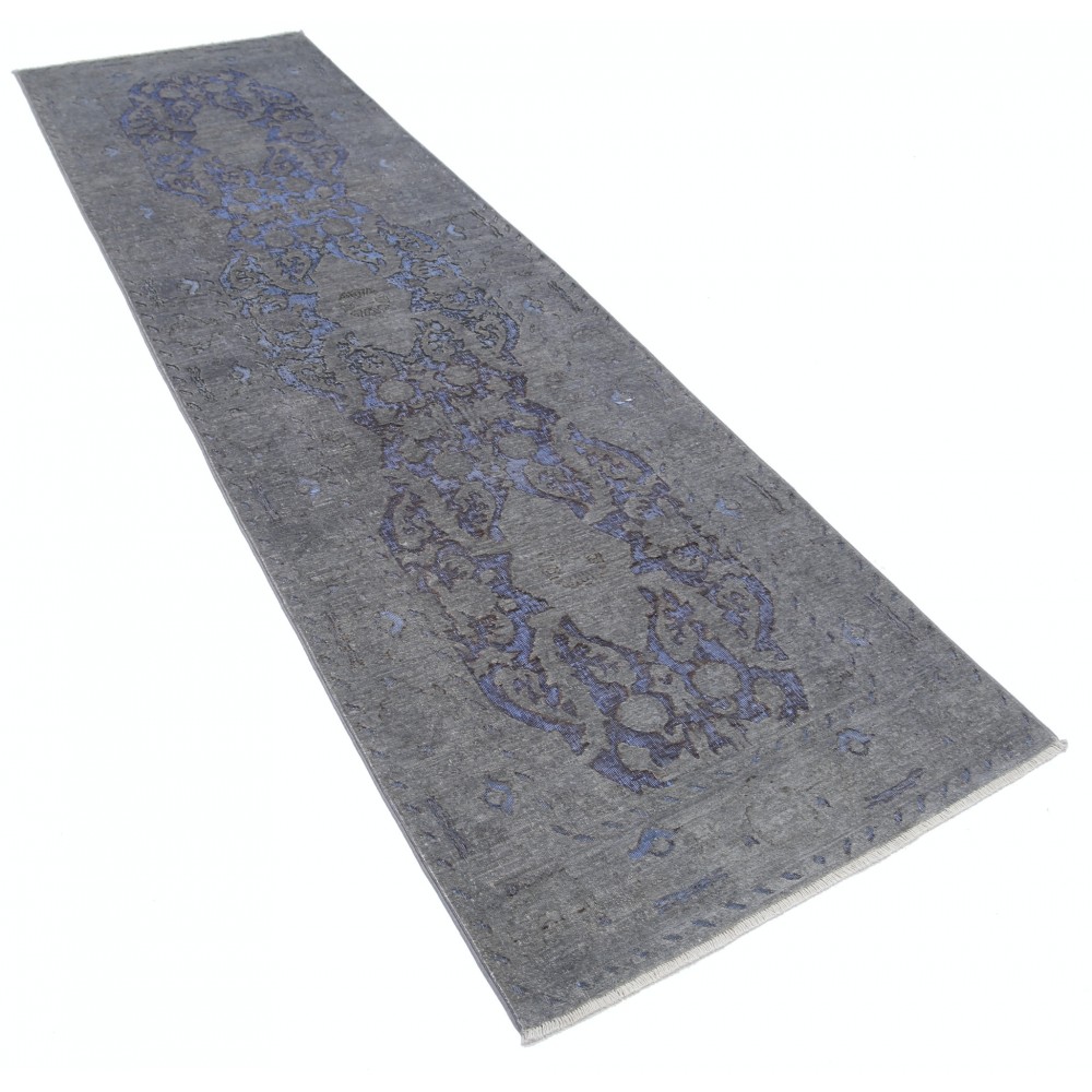 Hand Knotted Hallway Runner Rug for Corridor | Gray, Blue Wool Runner Rug | Kitchen Rug Hand Knotted Hallway Runner Rug for Corridor | Gray, Blue Wool Runner Rug | Kitchen Rug