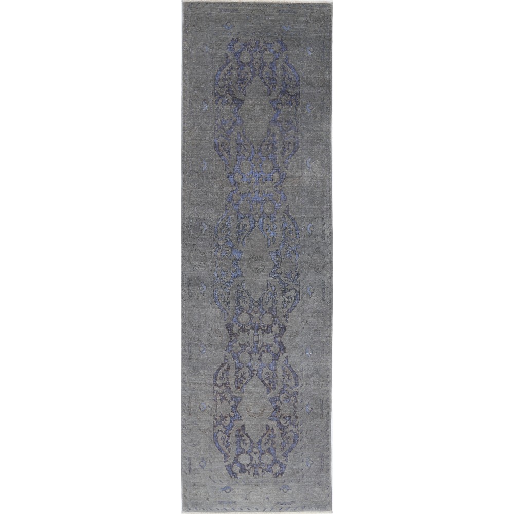 Hand Knotted Hallway Runner Rug for Corridor | Gray, Blue Wool Runner Rug | Kitchen Rug Hand Knotted Hallway Runner Rug for Corridor | Gray, Blue Wool Runner Rug | Kitchen Rug