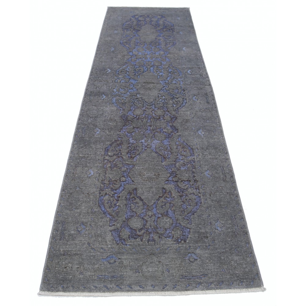 Hand Knotted Hallway Runner Rug for Corridor | Gray, Blue Wool Runner Rug | Kitchen Rug Hand Knotted Hallway Runner Rug for Corridor | Gray, Blue Wool Runner Rug | Kitchen Rug