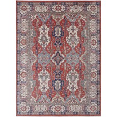 Hand Knotted Tribal Style Red Large Area Rug for Home Decor | 100% Wool Carpet
