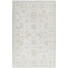 Traditional Handknotted Accent Rug for Entryway | Beige Bedside Rug | 100% Wool