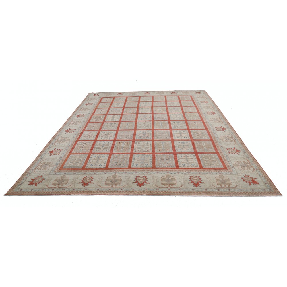 Multicolor Hand Knotted Area Rug | Turkish Panel Geometric Design Carpet Multicolor Hand Knotted Area Rug | Turkish Panel Geometric Design Carpet
