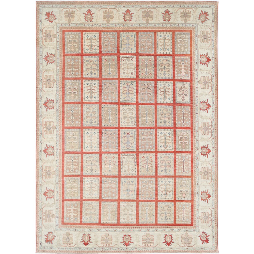 Multicolor Hand Knotted Area Rug | Turkish Panel Geometric Design Carpet Multicolor Hand Knotted Area Rug | Turkish Panel Geometric Design Carpet