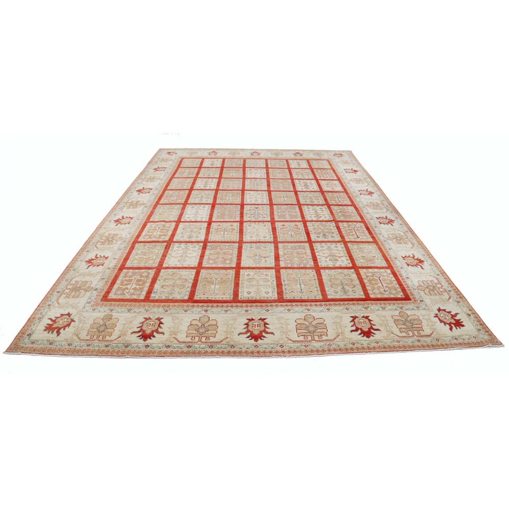Multicolor Hand Knotted Area Rug | Turkish Panel Geometric Design Carpet Multicolor Hand Knotted Area Rug | Turkish Panel Geometric Design Carpet