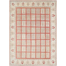 Multicolor Hand Knotted Area Rug | Turkish Panel Geometric Design Carpet