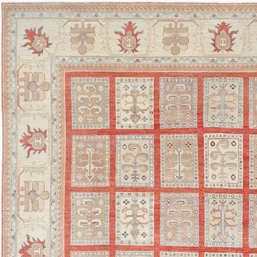 Multicolor Hand Knotted Area Rug | Turkish Panel Geometric Design Carpet Multicolor Hand Knotted Area Rug | Turkish Panel Geometric Design Carpet