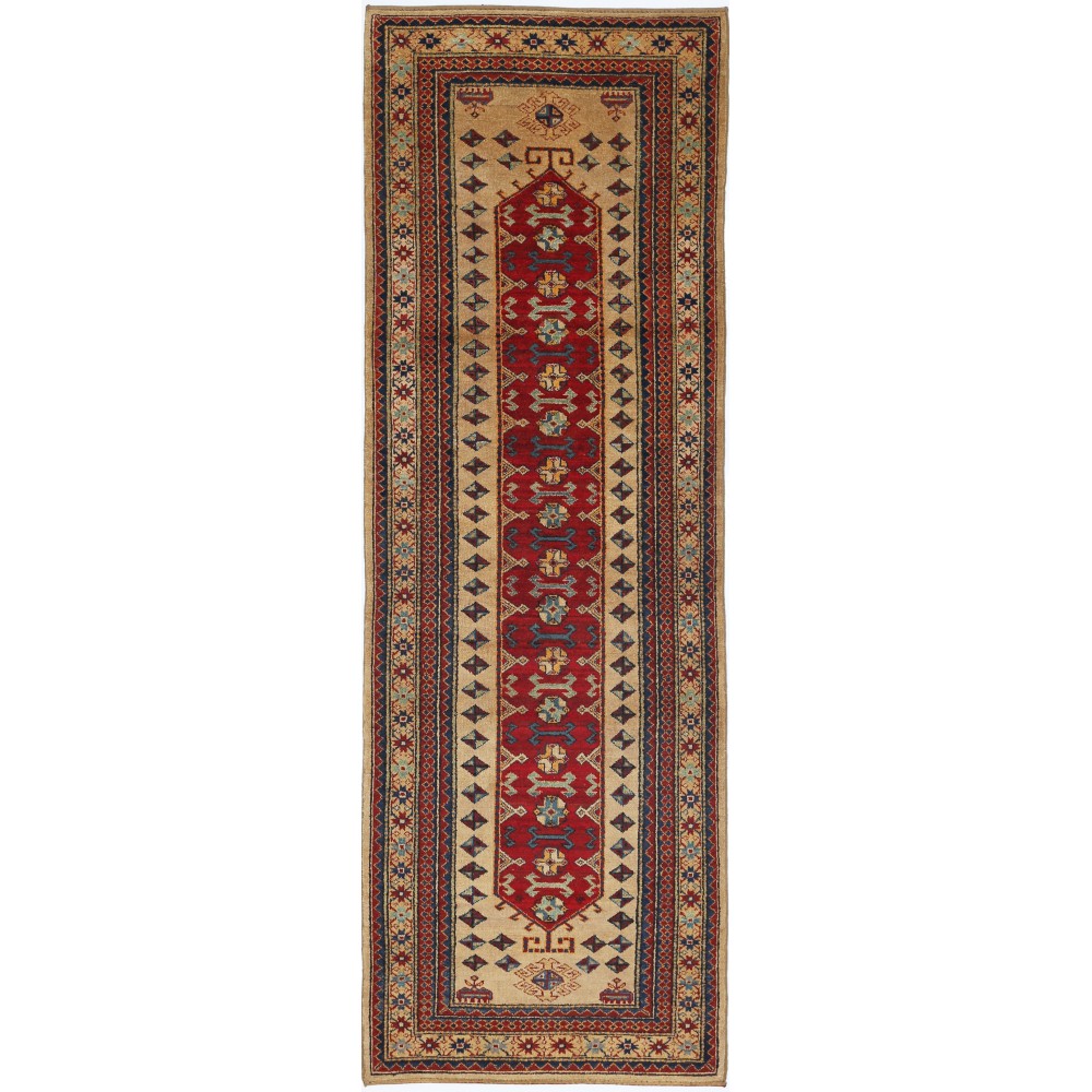Hand Knotted Red, Navy Blue, Beige Runner Rug | Tribal Style Hallway Rug | Stair Rug | Wool Corridor Rug Hand Knotted Red, Navy Blue, Beige Runner Rug | Tribal Style Hallway Rug | Stair Rug | Wool Corridor Rug