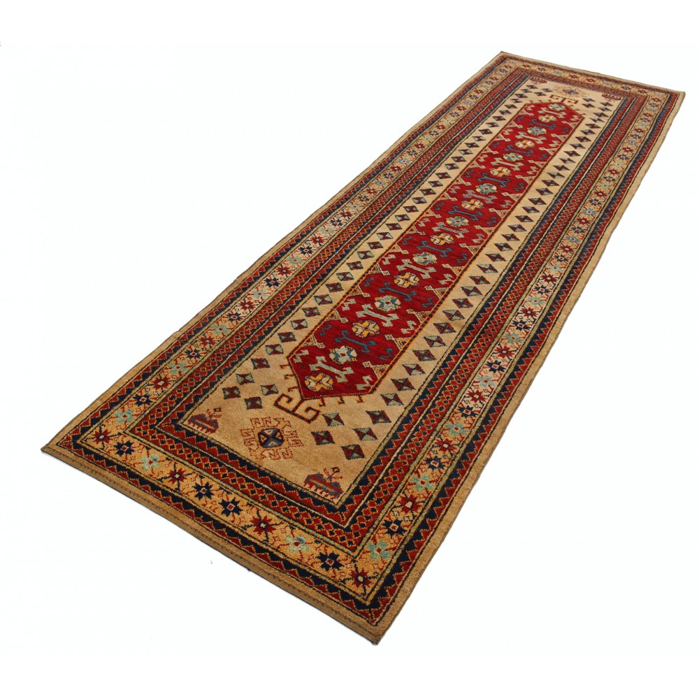 Hand Knotted Red, Navy Blue, Beige Runner Rug | Tribal Style Hallway Rug | Stair Rug | Wool Corridor Rug Hand Knotted Red, Navy Blue, Beige Runner Rug | Tribal Style Hallway Rug | Stair Rug | Wool Corridor Rug