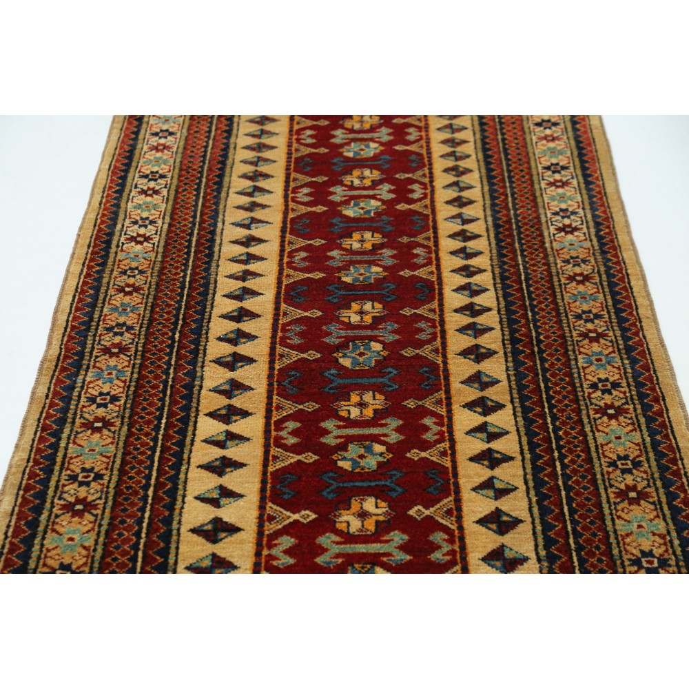 Hand Knotted Red, Navy Blue, Beige Runner Rug | Tribal Style Hallway Rug | Stair Rug | Wool Corridor Rug Hand Knotted Red, Navy Blue, Beige Runner Rug | Tribal Style Hallway Rug | Stair Rug | Wool Corridor Rug
