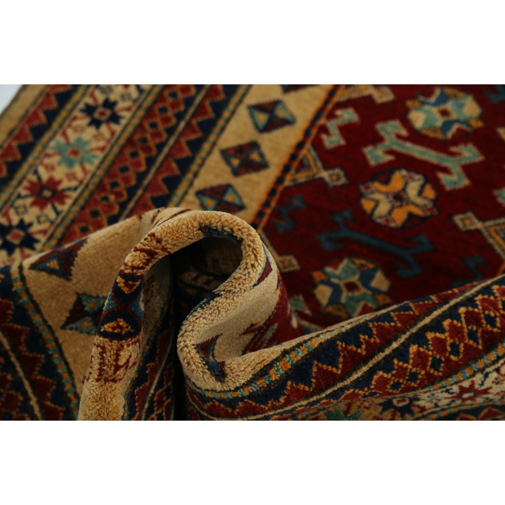 Hand Knotted Red, Navy Blue, Beige Runner Rug | Tribal Style Hallway Rug | Stair Rug | Wool Corridor Rug Hand Knotted Red, Navy Blue, Beige Runner Rug | Tribal Style Hallway Rug | Stair Rug | Wool Corridor Rug