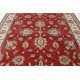 Hand Knotted Floral Area Rug with Red Field and Ivory Border | Traditional Oushak Wool Carpet