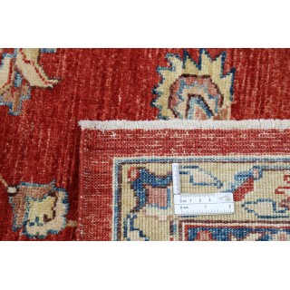 Hand Knotted Floral Area Rug with Red Field and Ivory Border | Traditional Oushak Wool Carpet