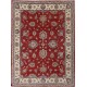 Hand Knotted Floral Area Rug with Red Field and Ivory Border | Traditional Oushak Wool Carpet