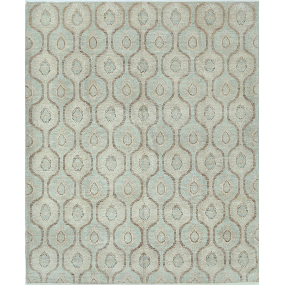 Hand Knotted Trellis Rug, Beige and Light Blue Area Rug, Geometric Pattern Carpet | 100% Wool Hand Knotted Trellis Rug, Beige and Light Blue Area Rug, Geometric Pattern Carpet | 100% Wool
