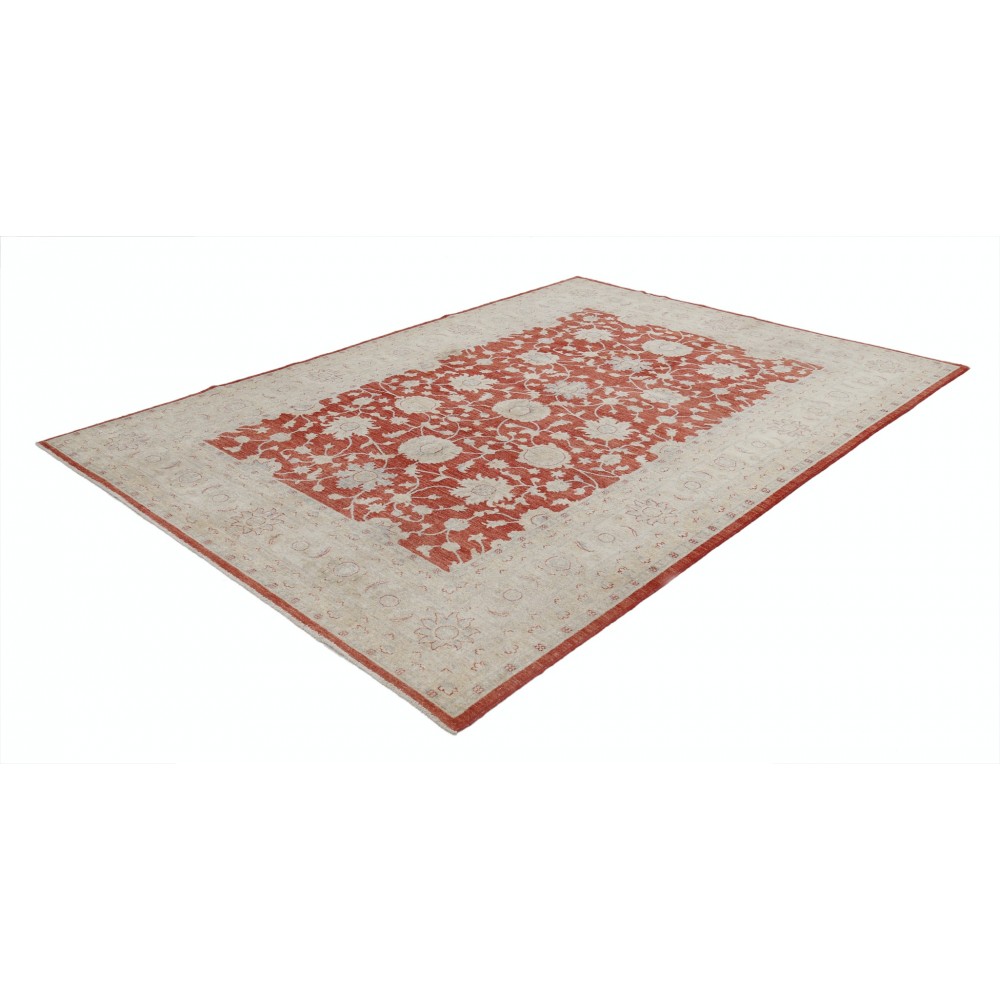 Hand Knotted Floral Oushak Area Rug with Red Field and Ivory Border | Wool Carpet for Home Decor Hand Knotted Floral Oushak Area Rug with Red Field and Ivory Border | Wool Carpet for Home Decor