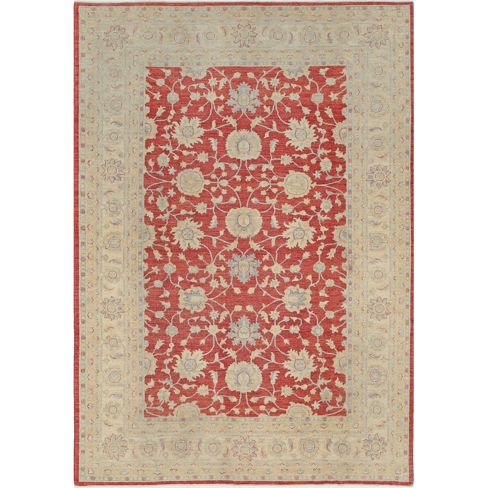 Hand Knotted Floral Oushak Area Rug with Red Field and Ivory Border | Wool Carpet for Home Decor Hand Knotted Floral Oushak Area Rug with Red Field and Ivory Border | Wool Carpet for Home Decor