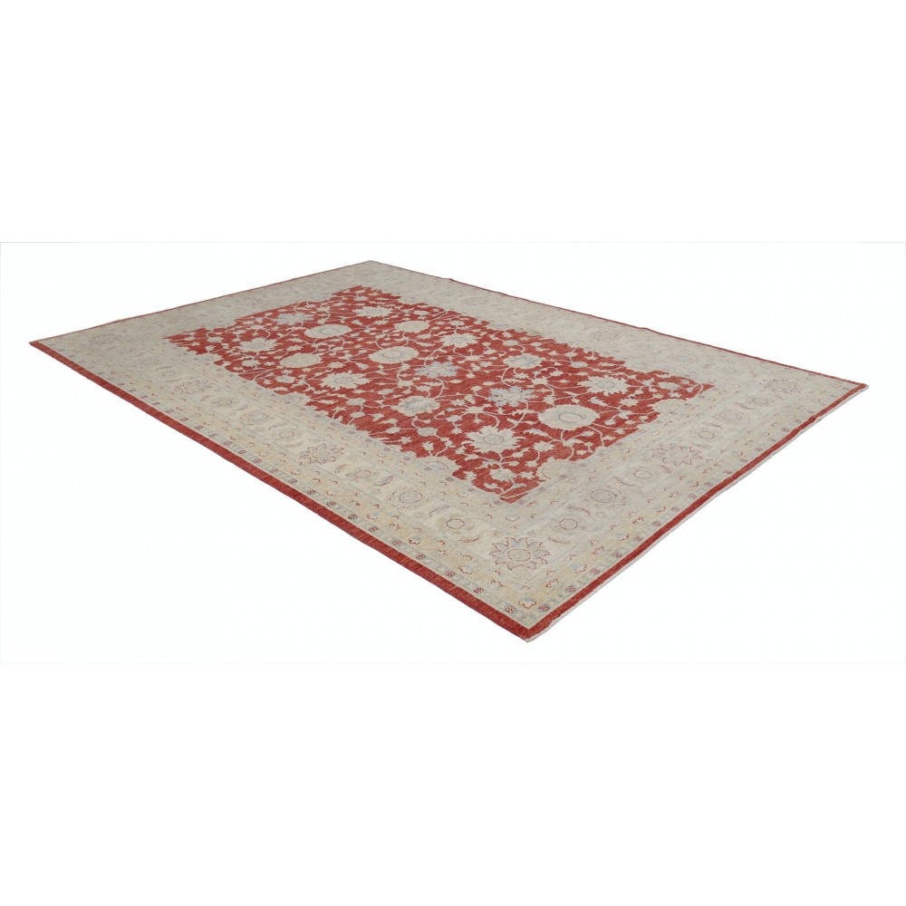Hand Knotted Floral Oushak Area Rug with Red Field and Ivory Border | Wool Carpet for Home Decor Hand Knotted Floral Oushak Area Rug with Red Field and Ivory Border | Wool Carpet for Home Decor