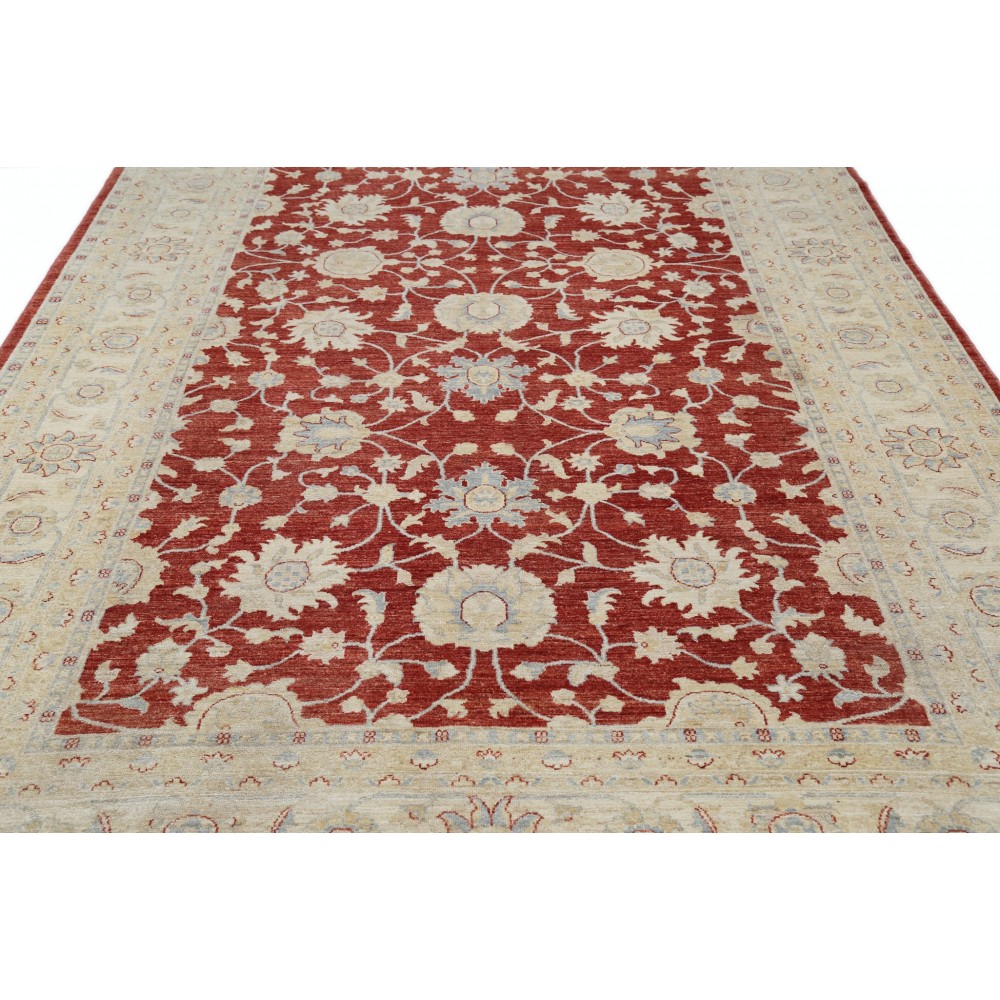 Hand Knotted Floral Oushak Area Rug with Red Field and Ivory Border | Wool Carpet for Home Decor Hand Knotted Floral Oushak Area Rug with Red Field and Ivory Border | Wool Carpet for Home Decor