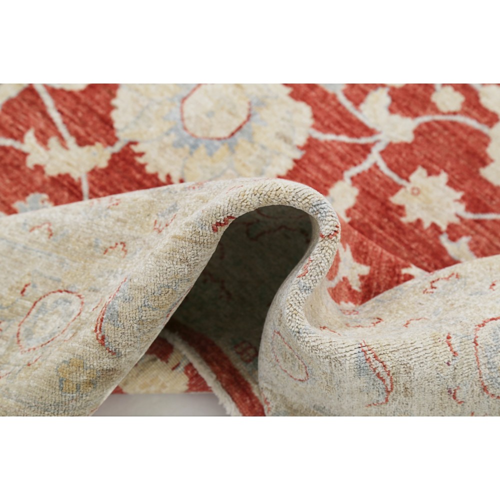 Hand Knotted Floral Oushak Area Rug with Red Field and Ivory Border | Wool Carpet for Home Decor Hand Knotted Floral Oushak Area Rug with Red Field and Ivory Border | Wool Carpet for Home Decor