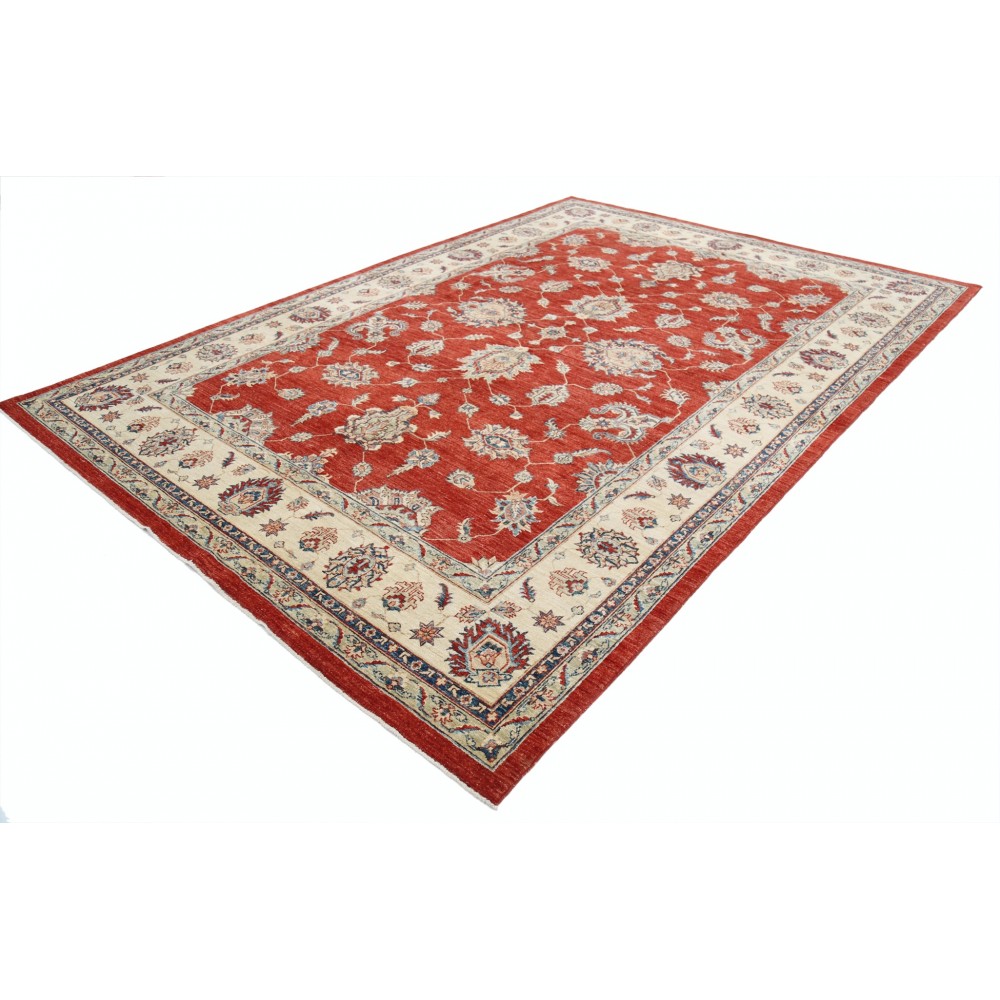 Hand Knotted Red Area Rug, Ivory Border Wool Floor Rug, Traditional Floral Carpet Hand Knotted Red Area Rug, Ivory Border Wool Floor Rug, Traditional Floral Carpet