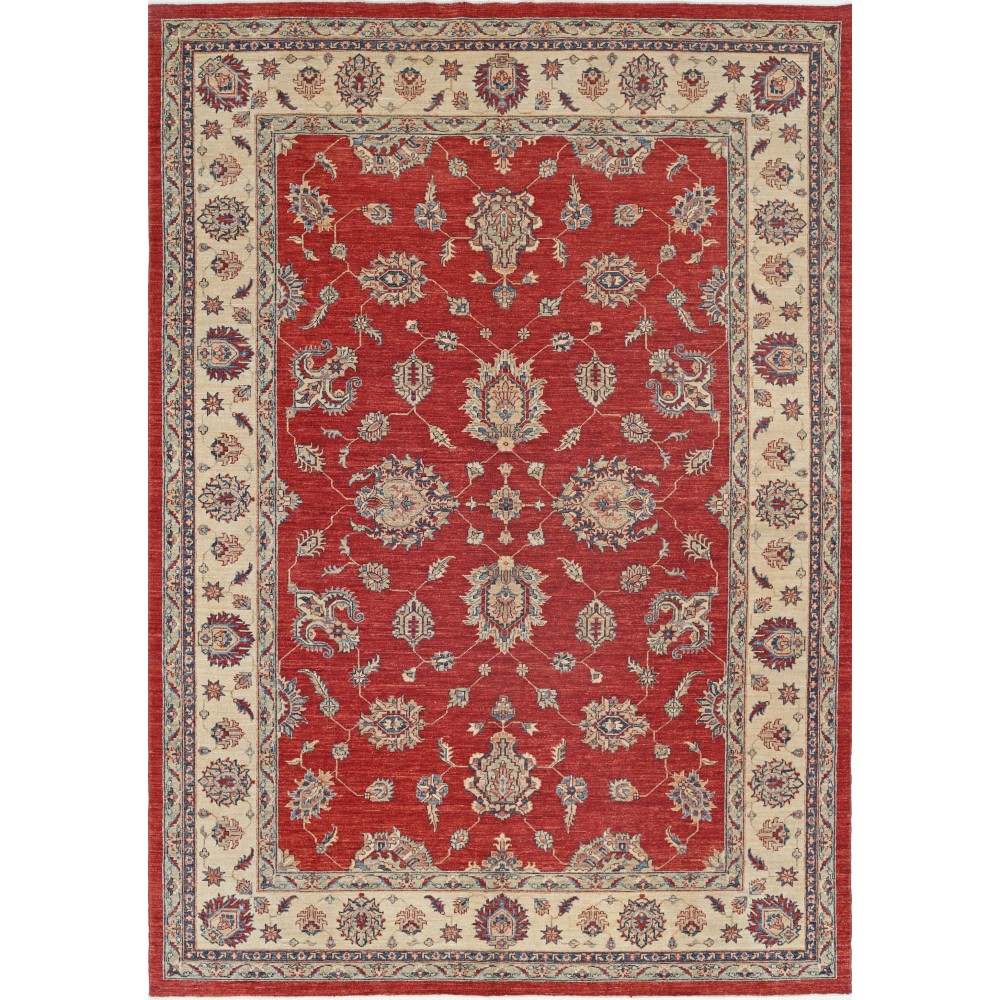 Hand Knotted Red Area Rug, Ivory Border Wool Floor Rug, Traditional Floral Carpet Hand Knotted Red Area Rug, Ivory Border Wool Floor Rug, Traditional Floral Carpet