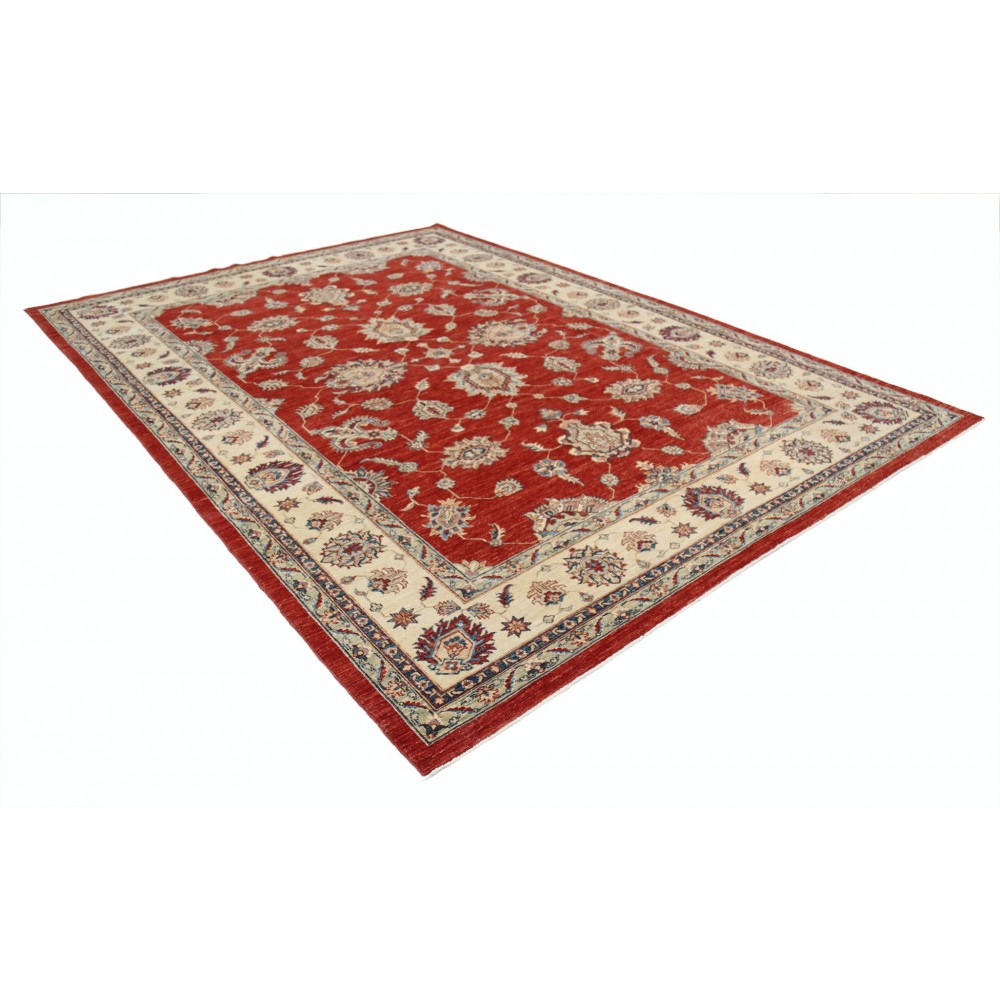 Hand Knotted Red Area Rug, Ivory Border Wool Floor Rug, Traditional Floral Carpet Hand Knotted Red Area Rug, Ivory Border Wool Floor Rug, Traditional Floral Carpet