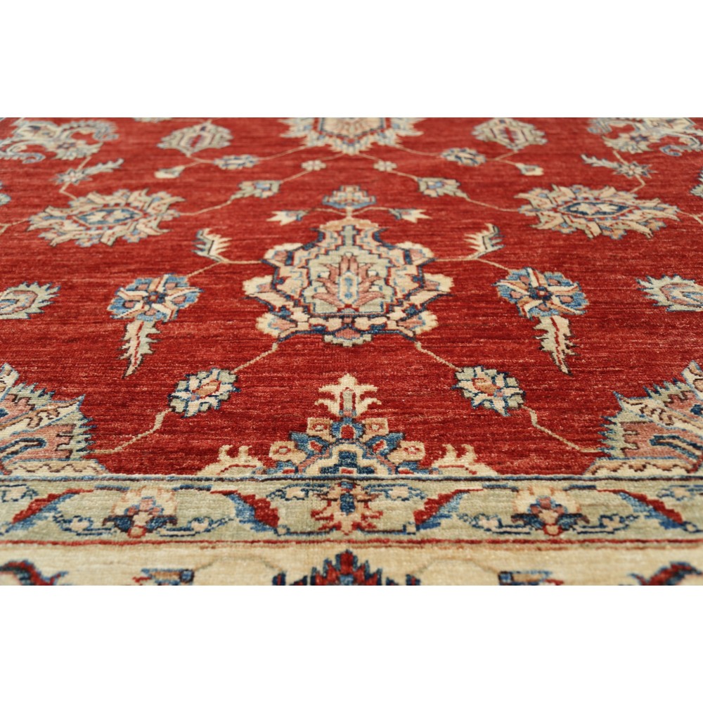 Hand Knotted Red Area Rug, Ivory Border Wool Floor Rug, Traditional Floral Carpet Hand Knotted Red Area Rug, Ivory Border Wool Floor Rug, Traditional Floral Carpet