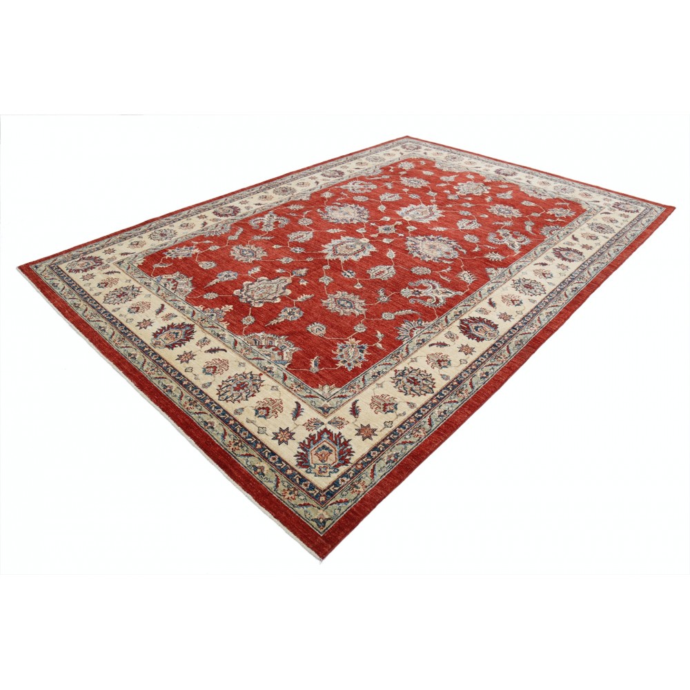 Hand Knotted Floral Large Area Rug with Red Field and Ivory Border | Traditional Oushak Wool Carpet Hand Knotted Floral Large Area Rug with Red Field and Ivory Border | Traditional Oushak Wool Carpet
