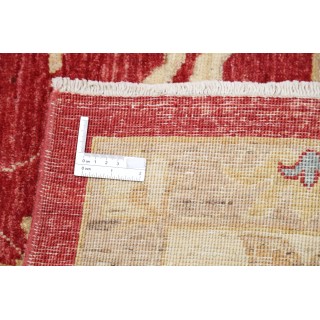 Hand Knotted Floral Large Area Rug with Red Field and Ivory Border | Turkish Oushak Wool Carpet