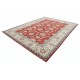 Hand Knotted Floral Large Area Rug with Red Field and Beige Border | Traditional Oushak Wool Carpet Hand Knotted Floral Large Area Rug with Red Field and Beige Border | Traditional Oushak Wool Carpet