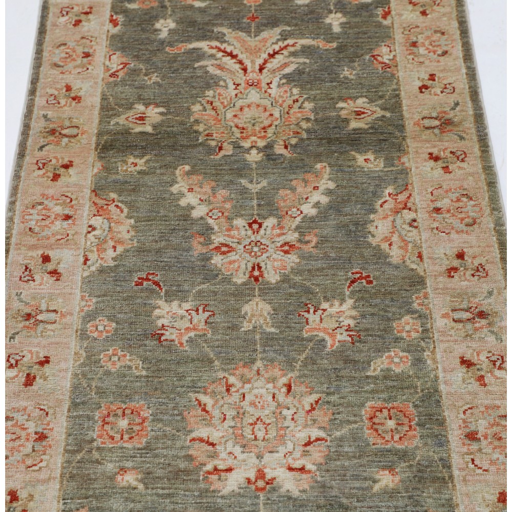 Hand Knotted Sage Green, Ivory, Red Wool Runner Rug | Floral Corridor Rug for Hallway, Kitchen Hand Knotted Sage Green, Ivory, Red Wool Runner Rug | Floral Corridor Rug for Hallway, Kitchen