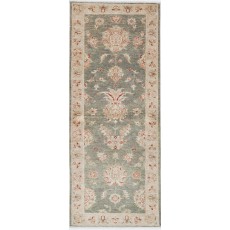 Hand Knotted Sage Green, Ivory, Red Wool Runner Rug | Floral Corridor Rug for Hallway, Kitchen